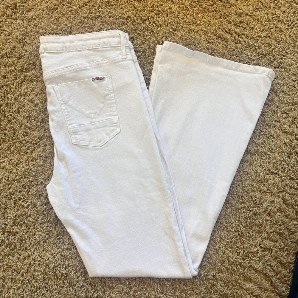 HUDSON Mia Five Pocket Midrise Flare Jeans in White Women's Size 32 - Picture 5 of 8
